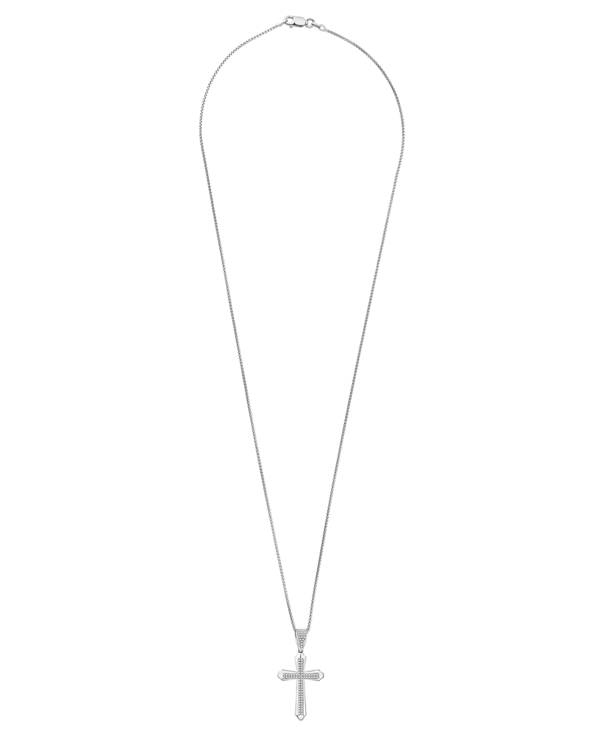 Macy's Men's Diamond Cross Pendant Necklace (1/4 ct. t.w.) in Sterling Silver
