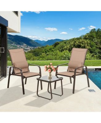 3PCS Outdoor Bistro Set Patio Conversation Set w/ Adjustable Backrest