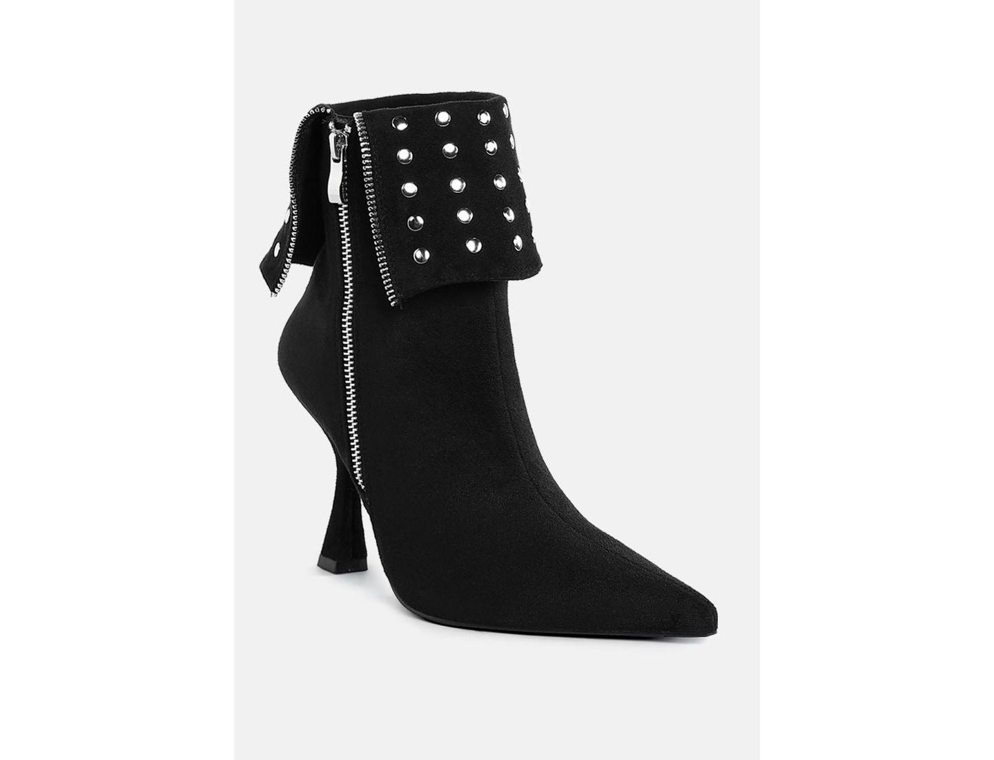 Женские ботинки London Rag Kolara Studded Foldover, цвет: Чёрный — фото 1