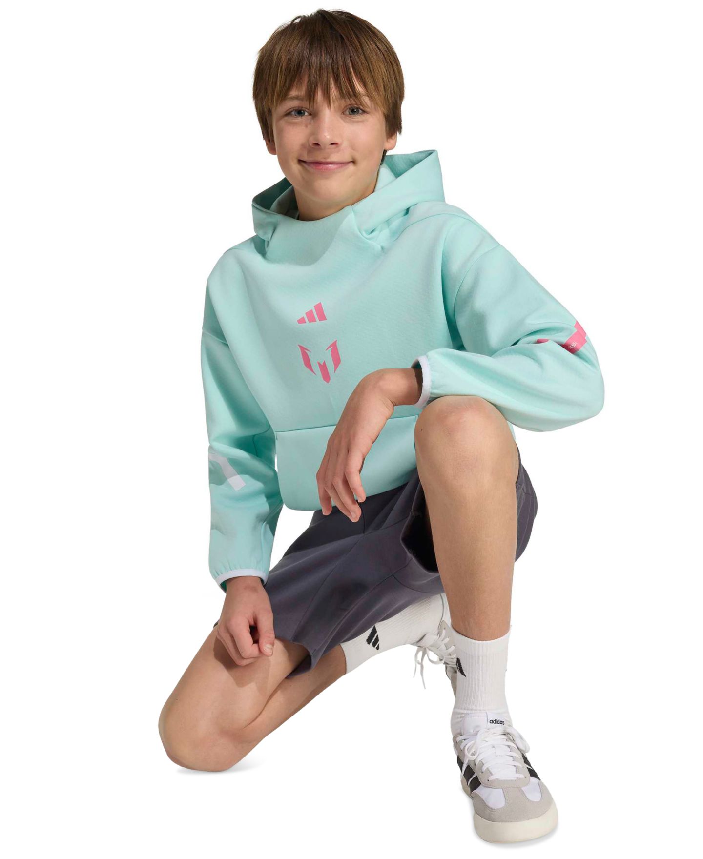 Детское худи adidas Boys' and Girls' 6-20 Messi Z.N.E. Soccer, цвет: Аквамариновый — фото 2