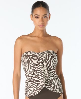 Women's Draped Bandeau Neck Tankini Top