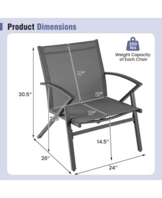 Patio Chairs 4 PCS w/ Heavy Duty Metal Frame Curved Backrests & Armrests Outdoor