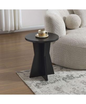 Round Side Table, Modern Pedestal Base Accent Table for Living Room, Bedroom, Bedside, Office