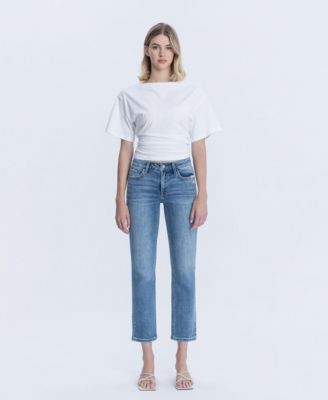 Women's Mid Rise Ankle Slim Straight Jeans