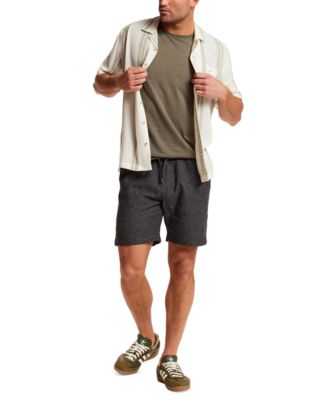 Men's Short-Sleeve Button-Down Cotton Airtex Vertical Stripe Shirt