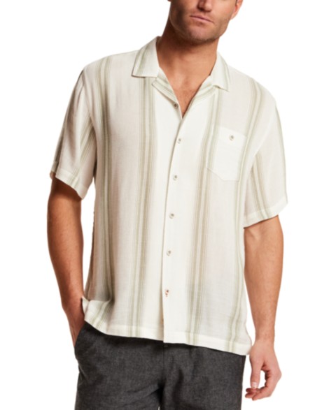 Мужские рубашки Weatherproof Vintage Men's Short-Sleeve Button-Down Airtex Vertical Stripe Shirt