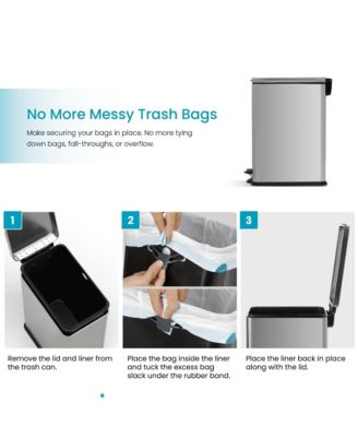 4 Gallon Slim Stainless Steel Kitchen Trash Can with Step Pedal and Soft Close Lid