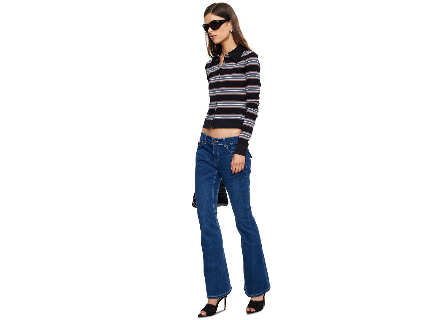 Women's Bada Bing Striped Button Down Knit Top