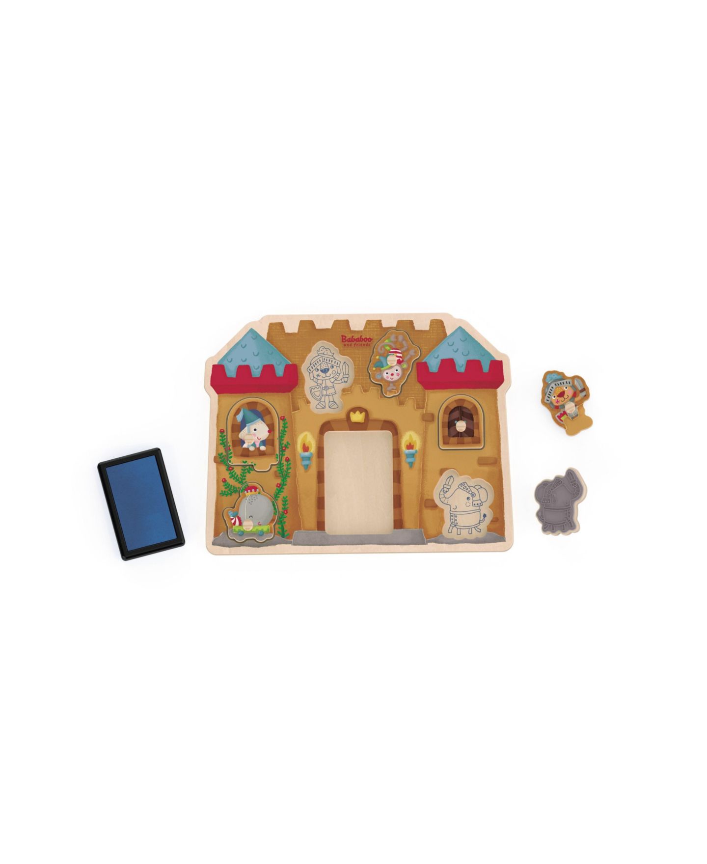 Развивающий набор Bababoo and friends Lion Castle: 8 деталей-пазлов и штампы, от 2 лет, цвет: Open Miscellaneous — фото 6