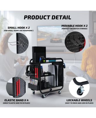 Gaming Station Organizer, Metal Game Controller Holder, Video Game Console Storage Rack, Game Organizer Storage