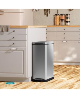12 Gallon Slim Stainless Steel Kitchen Trash Can with Step Pedal and Soft Close Lid