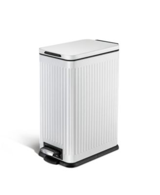 4 Gallon Slim Stainless Steel Kitchen Trash Can with Reeded Pattern, Step Pedal and Soft Close Lid