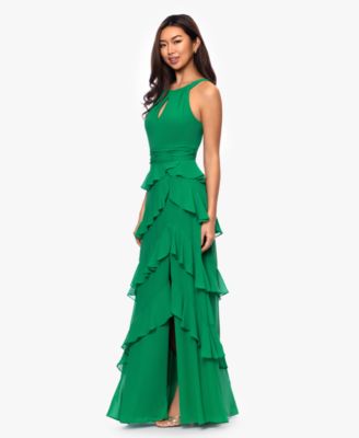 Women's Halter Tiered Ruffle Gown