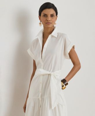 Women's Short-Sleeve Tiered Shirt-Dress
