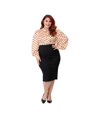 Plus Size Back Pleat Pencil Skirt