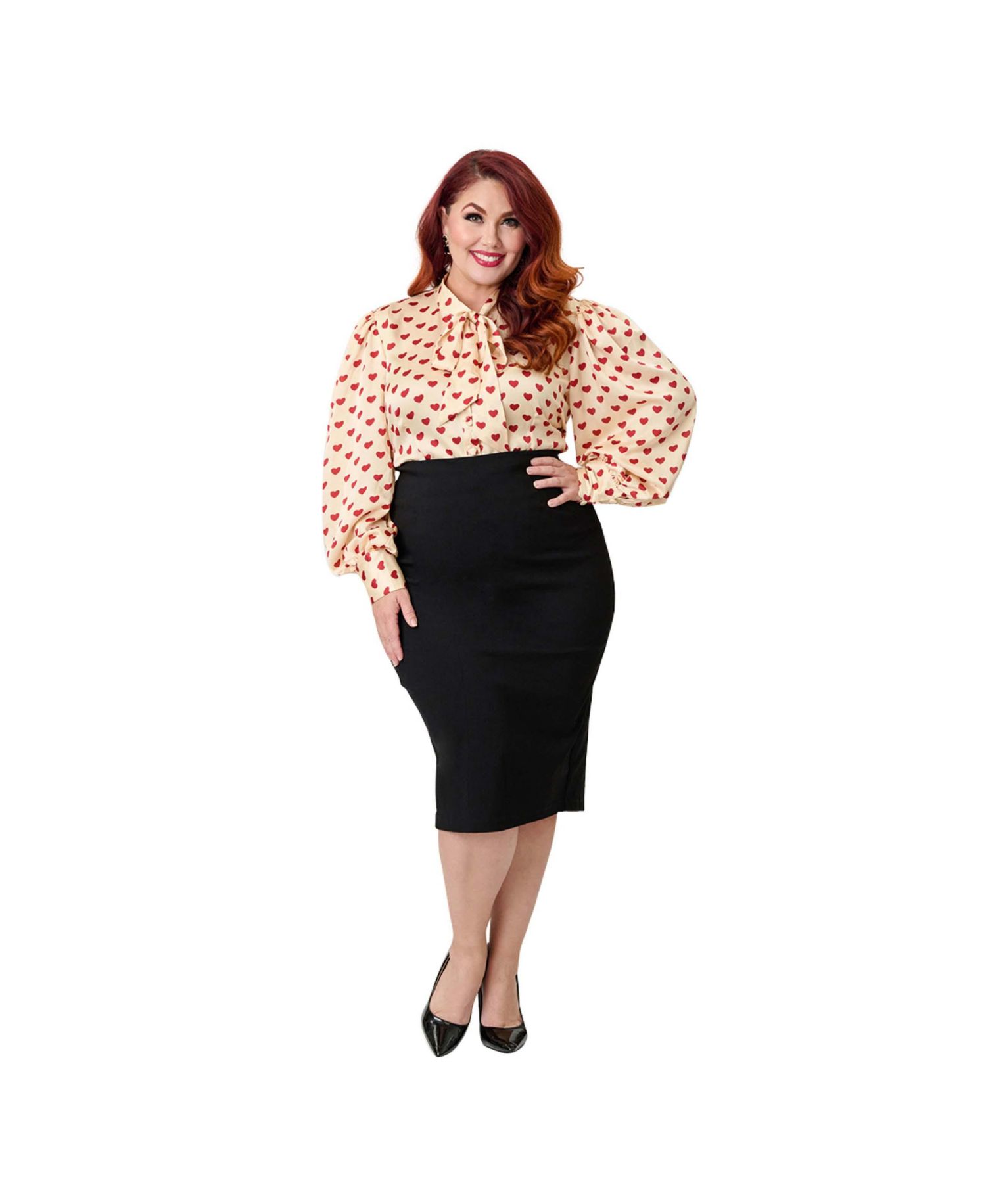 Plus Size Back Pleat Pencil Skirt