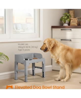 Dog Elevated Stand with Slow Feeder & 2 Stainless Steel Bowls Adjustable Height Tilted Design