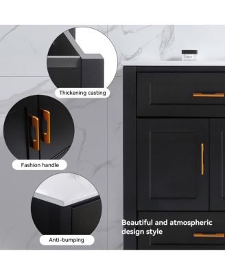 Modern Bathroom Vanity with Ceramic Sink, 4 Soft Close Doors & 4 Drawers, Ample Storage for Large Bathroom