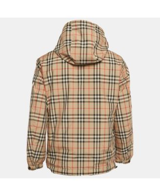 Men's Check Synthetic Reversible Hooded Jacket