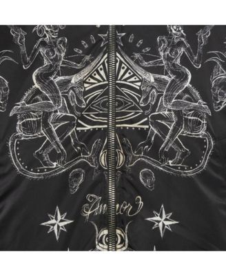 Men's Tattoo Print Reversible Bomber Jacket