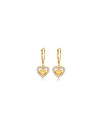 Girls 18K Gold Plated Heart Hypoallergenic Earrings with Sterling Silver Leverbacks