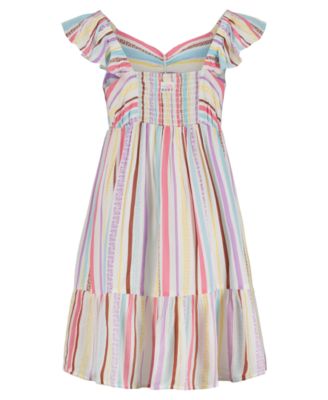 Girls' 7-16 Flutter-Sleeve Sweetheart Neck Dress