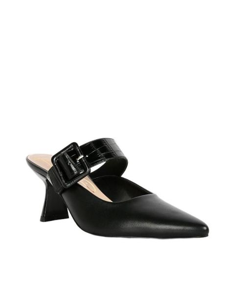 Женские сабо London Rag Shein Star Slim Block Heel Mules, цвет: Чёрная искусственная кожа