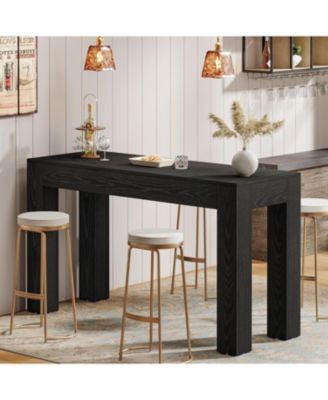 63" Rectangular Dining Table, Rustic Wooden Kitchen Table with 4 Sturdy Legs