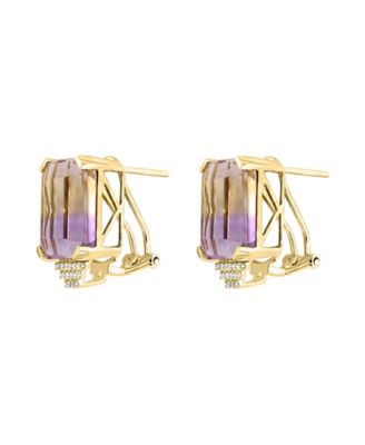 Ametrine (19-3/8 ct. t.w.) & Diamond (1/8 ct. t.w.) Stud Earrings in 14k Gold