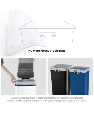 13 Gallon Dual Compartment Stainless Steel Kitchen Trash Can with Step Pedal and Soft Close Lid