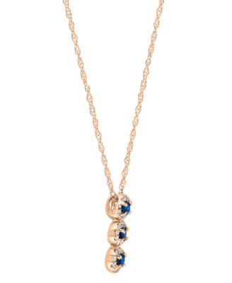 Sapphire (1/6 ct. t.w.) & Diamond (1/10 ct. t.w.) 18" Pendant Necklace in 14k Rose Gold (Also Available in Yellow Gold or White Gold)