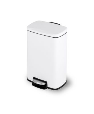 1.3 Gal./5 Liter Rectangular Matt White Step-on Trash Can for Bathroom and Office
