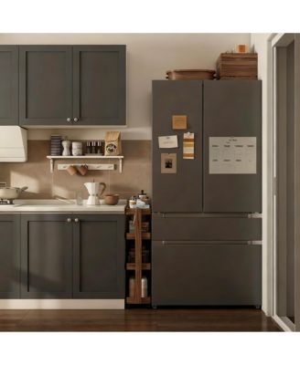 Solid Wood 4-Shelf Rolling Cart for Home Storage