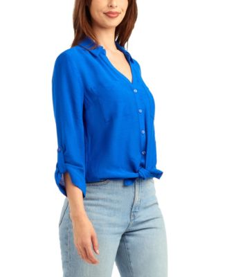 Women's Textured Button-Front Top