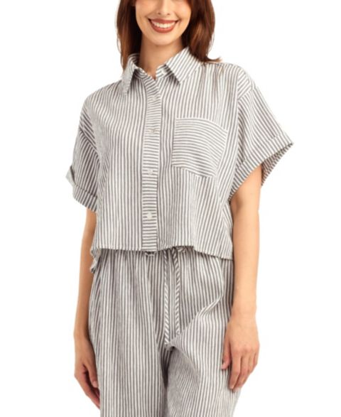 Женский топ BCX Pucker Stripe Button-Front, цвет: Color 3