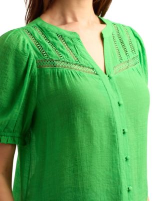Women's Gauzy Textured V-Neck Top