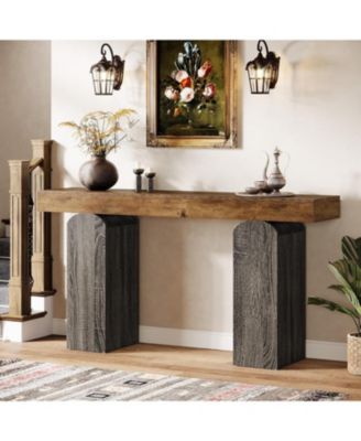 63" Long Entryway Table, Farmhouse Console Table with 2 Arched Pedestal Legs