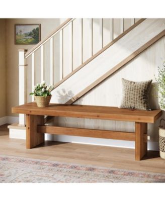 63" Long Solid Wood Entryway Bench