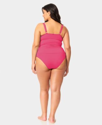 Plus Size Shirred Tankini Top