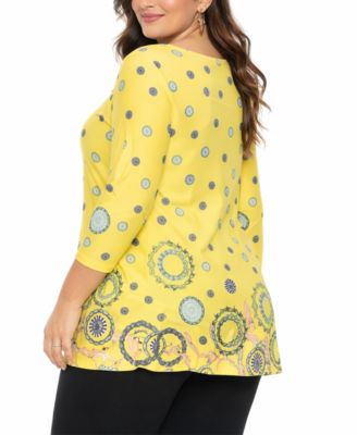 Plus Size Printed Sleeve Flowy Tunic Top
