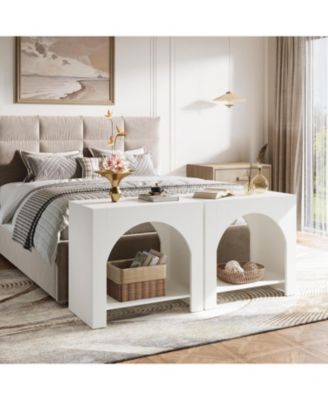 Side Table Set of 2, with Wooden Base, for living room bedroom