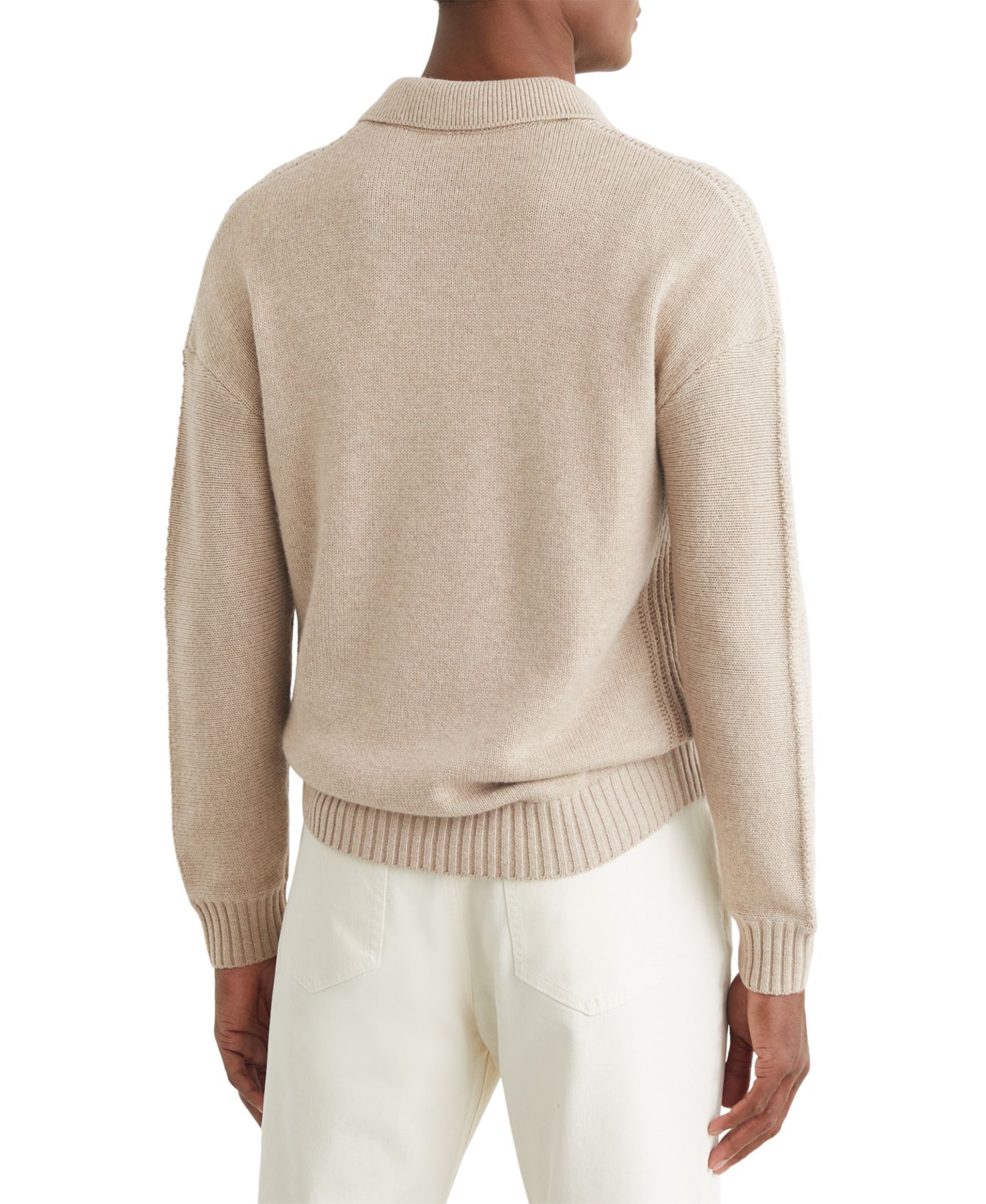 Мужской свитер REISS Elm Wool-Blend Half-Button Polo Jumper, цвет: Овсяный — фото 5