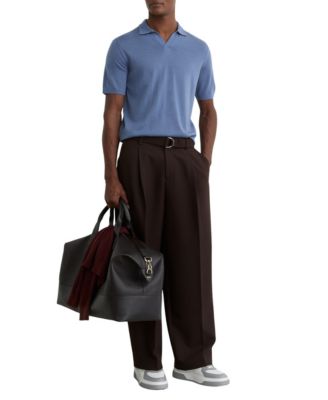 Men's Merino Wool Open-Collar Polo Shirt