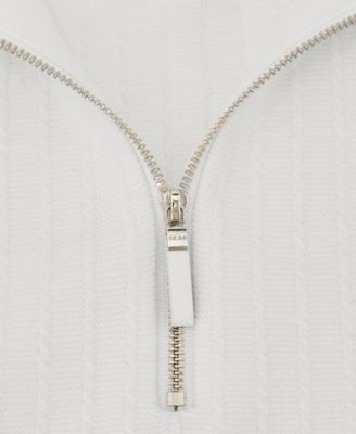 Men's Textured-Knit Half-Zip Wool Sweater