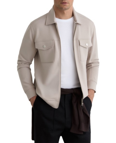 Мужские куртки REISS Men's Medina Premium Interlock Zip-Through Overshirt