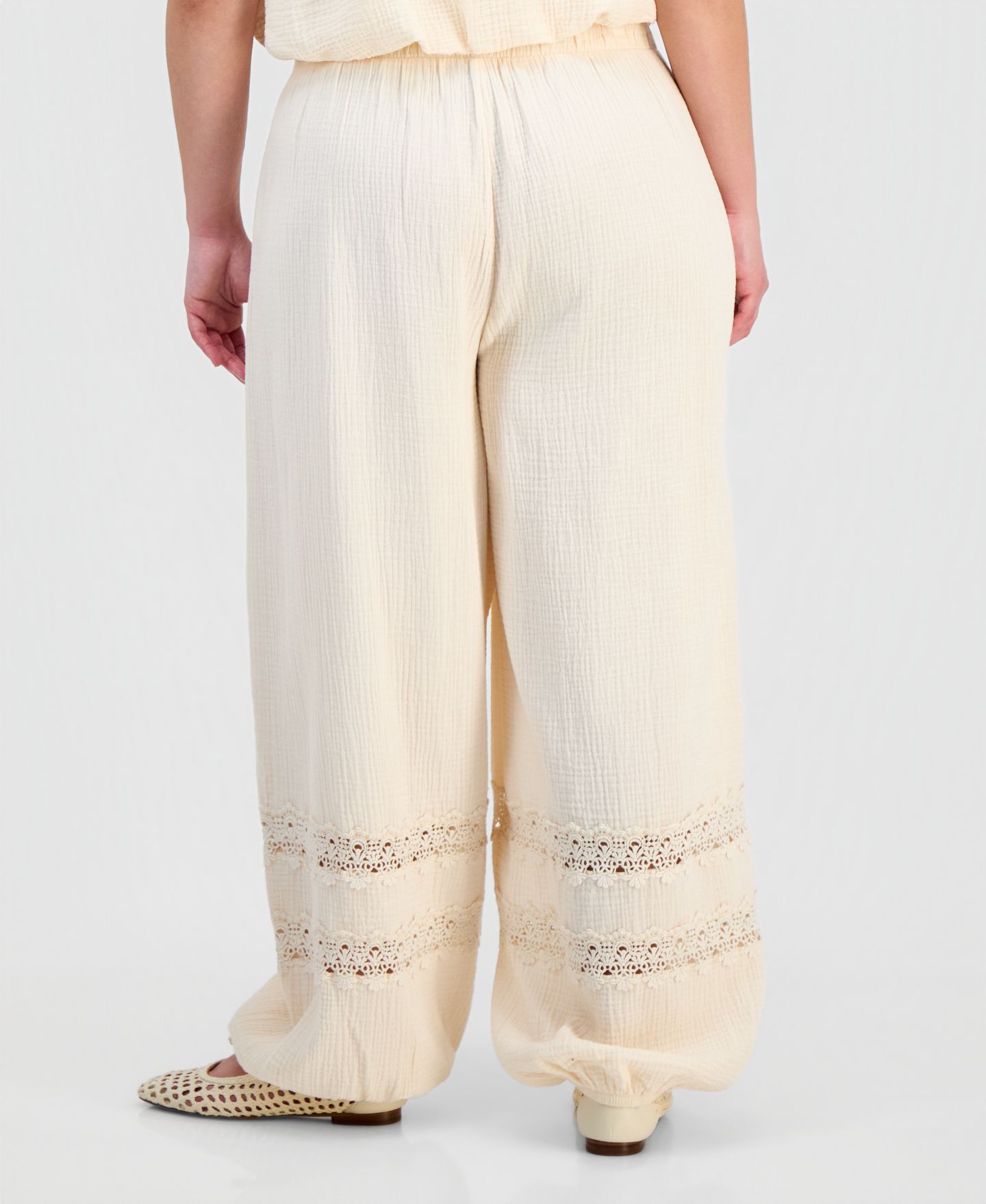 Женские брюки And Now This Trendy Plus Size Cotton Gauze Balloon, цвет: Бежевый — фото 4