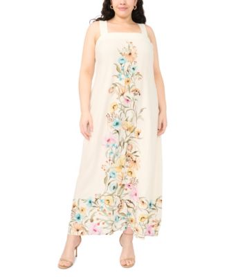 Plus Size Thick Strap Square Neck Maxi Dress