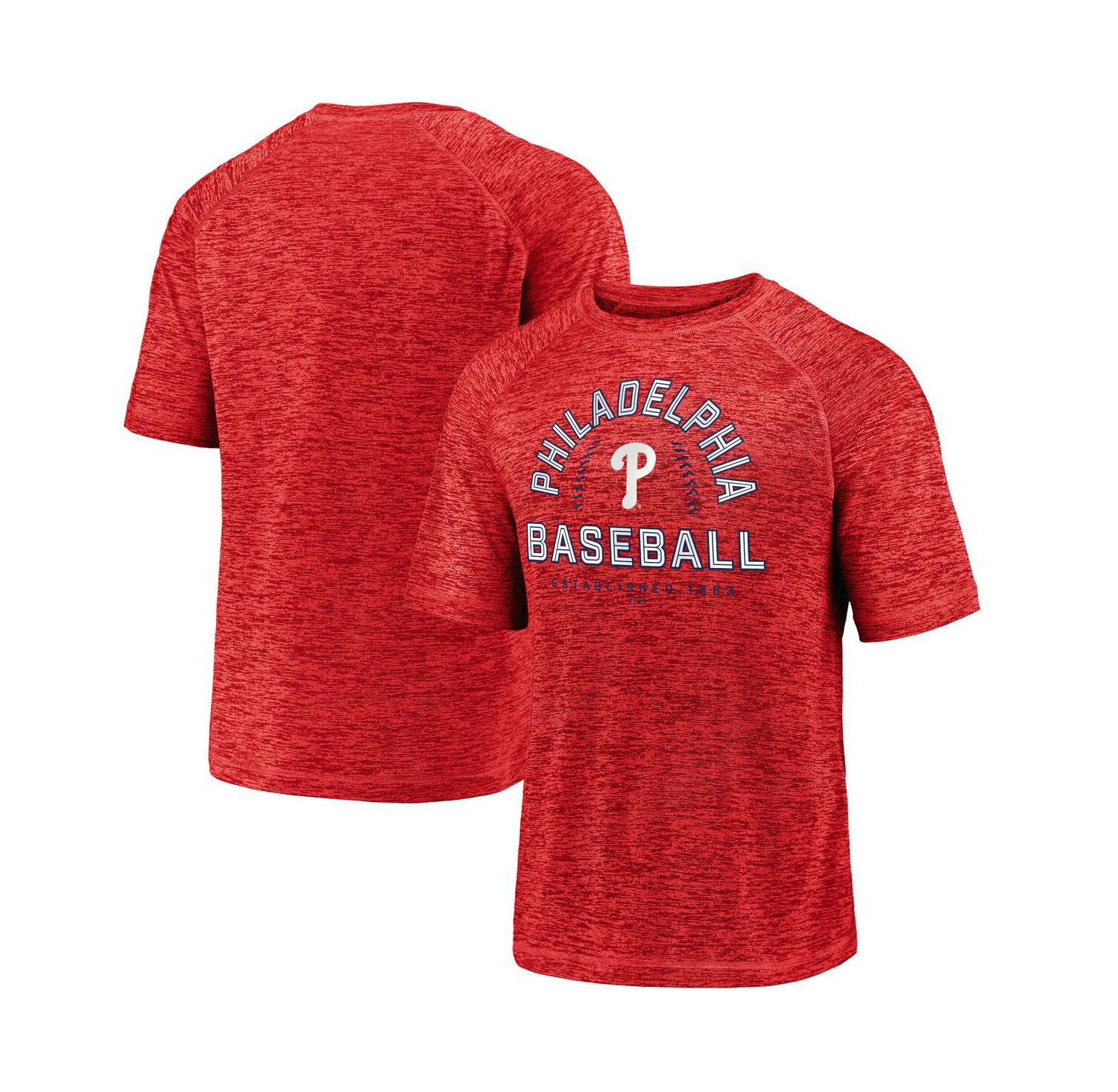 Men's Red Philadelphia Phillies Line Up Primary Threat Striated T-Shirt