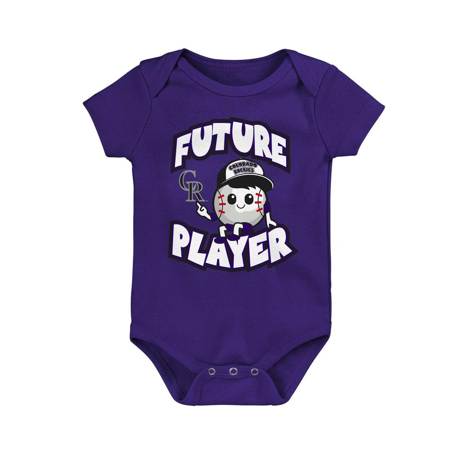 Baby Boys and Girls 3-Pack Purple/Black/White Colorado Rockies Minor League Player Bodysuit Set