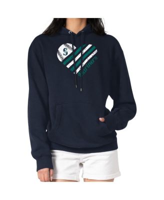 Women's Navy Seattle Mariners Heart Fleece Pullover Hoodie